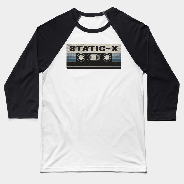 Static-X Mix Tape Baseball T-Shirt by getinsideart